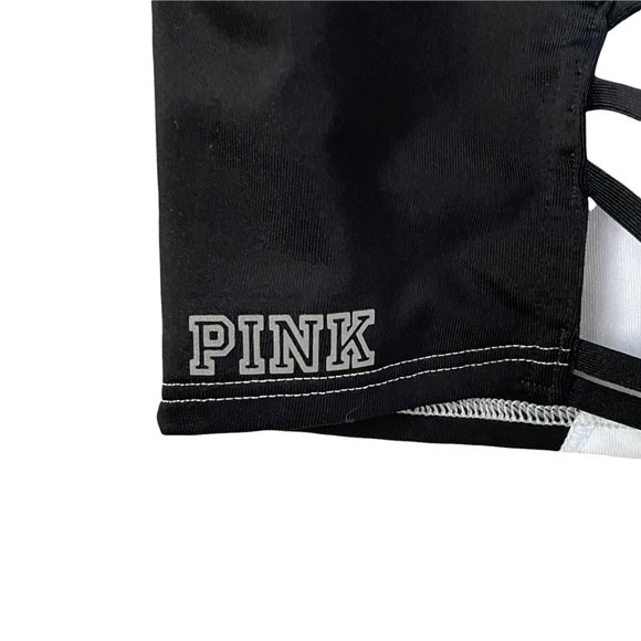 Victorias Secret PINK Ultimate Sports Bra Womens S Black White Green Criss Cross - Picture 8 of 11